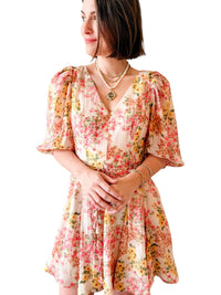 LUCY PARIS Alexis Floral Belted Dress in pink multi - women's dress - alternate view