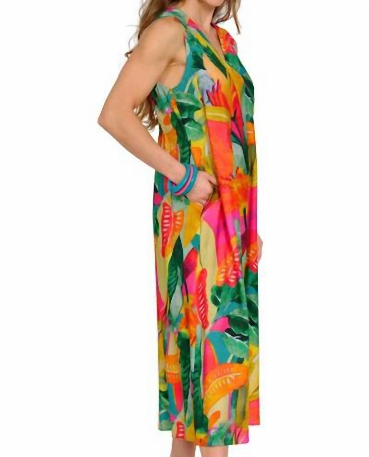 Lior - Jungle Bliss Sleeveless Pleat Front Dress
