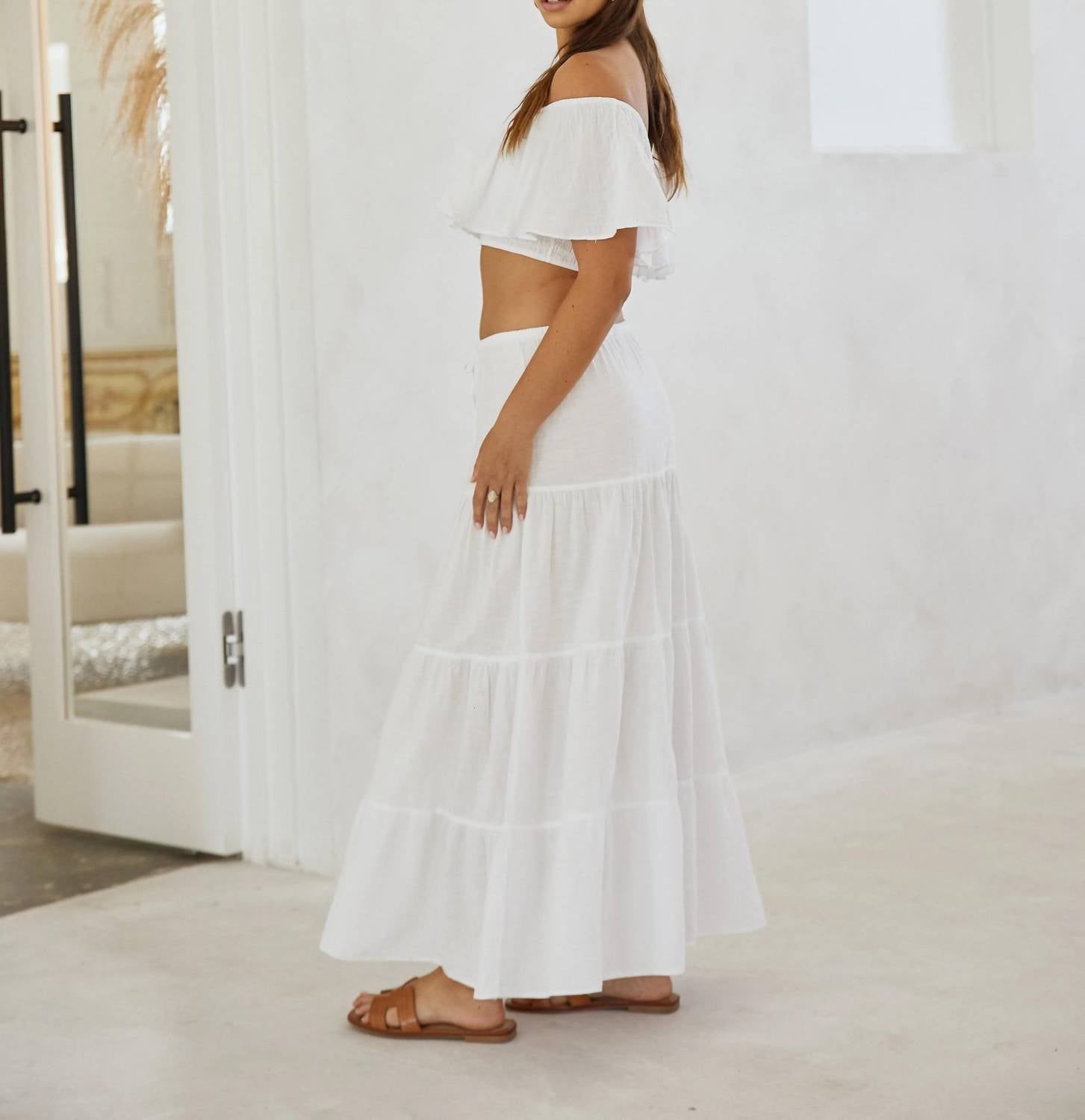 Blanco By Nature - Flowy Long Drawstring Maxi Skirt