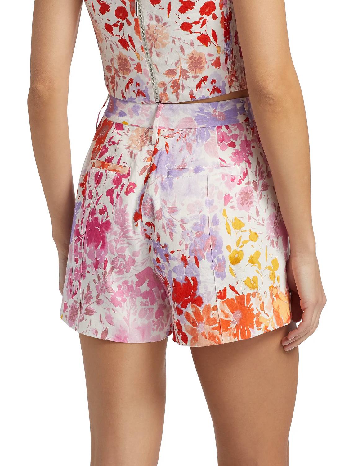 Derek Lam 10 Crosby Freja Floral Stretch Linen Shorts in rose multi - women's shorts - alternate view