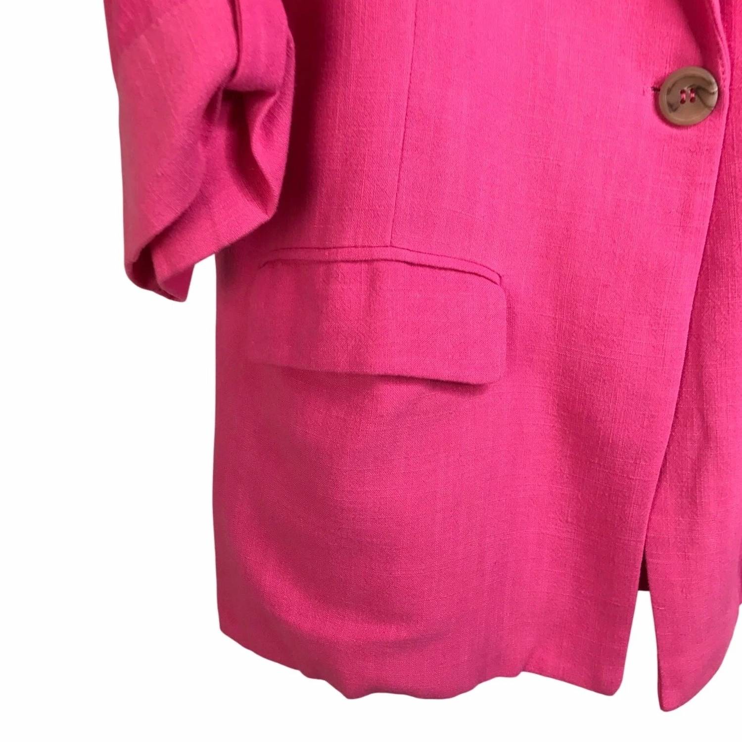 Allie Rose - Women's Linen 3/4 Roll-tab Sleeve Jacket