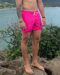 Havana & Co. Men's Swim Trunk in pink - men's swimwear - detail view