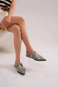 Beast Fashion - Women's Buckle Strap Slingback Flats