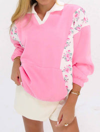 Main Strip Very Cutesy Floral Pullover Sweatshirt in pink - women's top - detail view