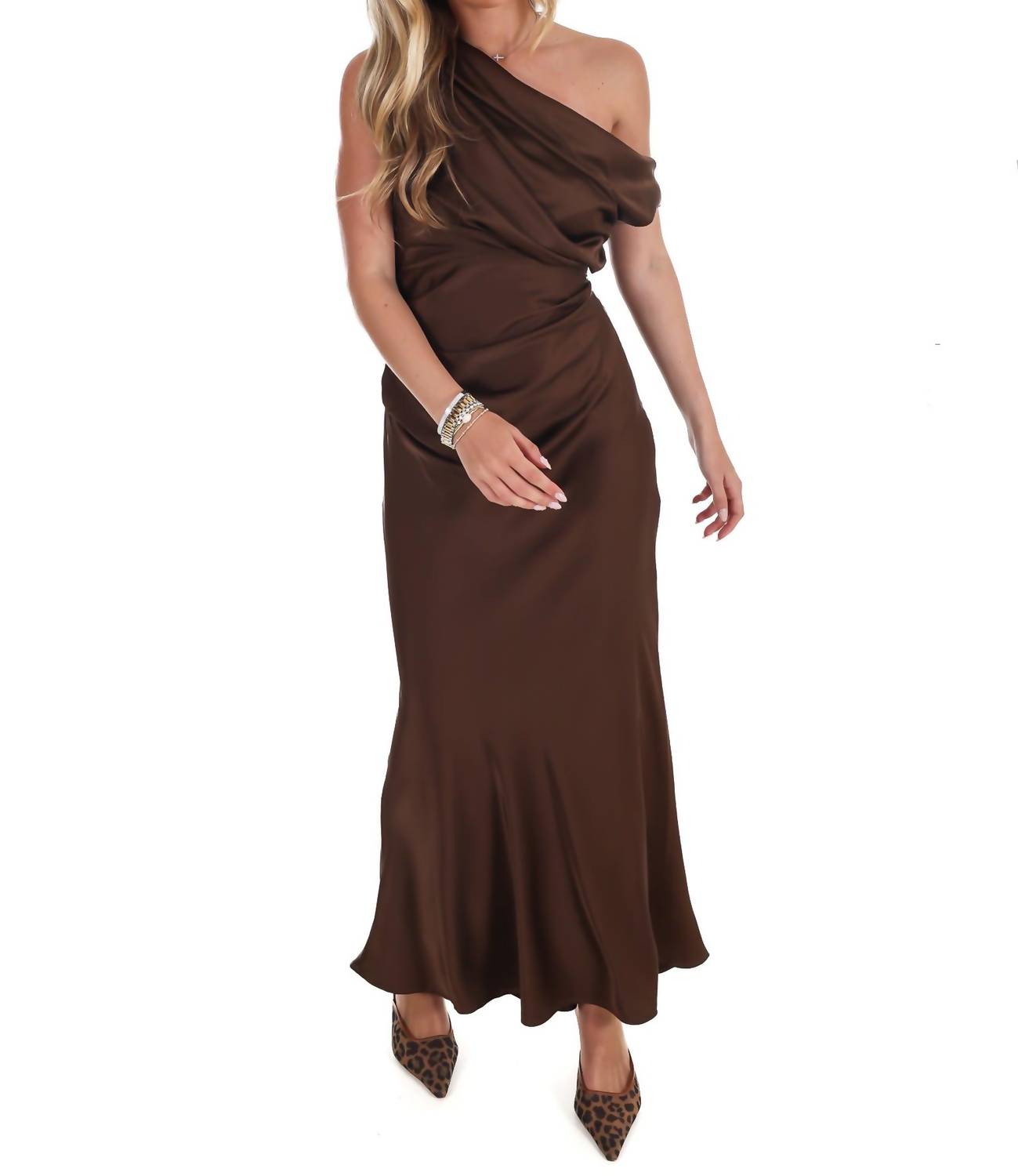 Mable - Satin Luxe One Shoulder Maxi Dress