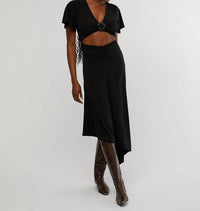 We Wore What - Cut Out Rosette Asymmetrical Dress