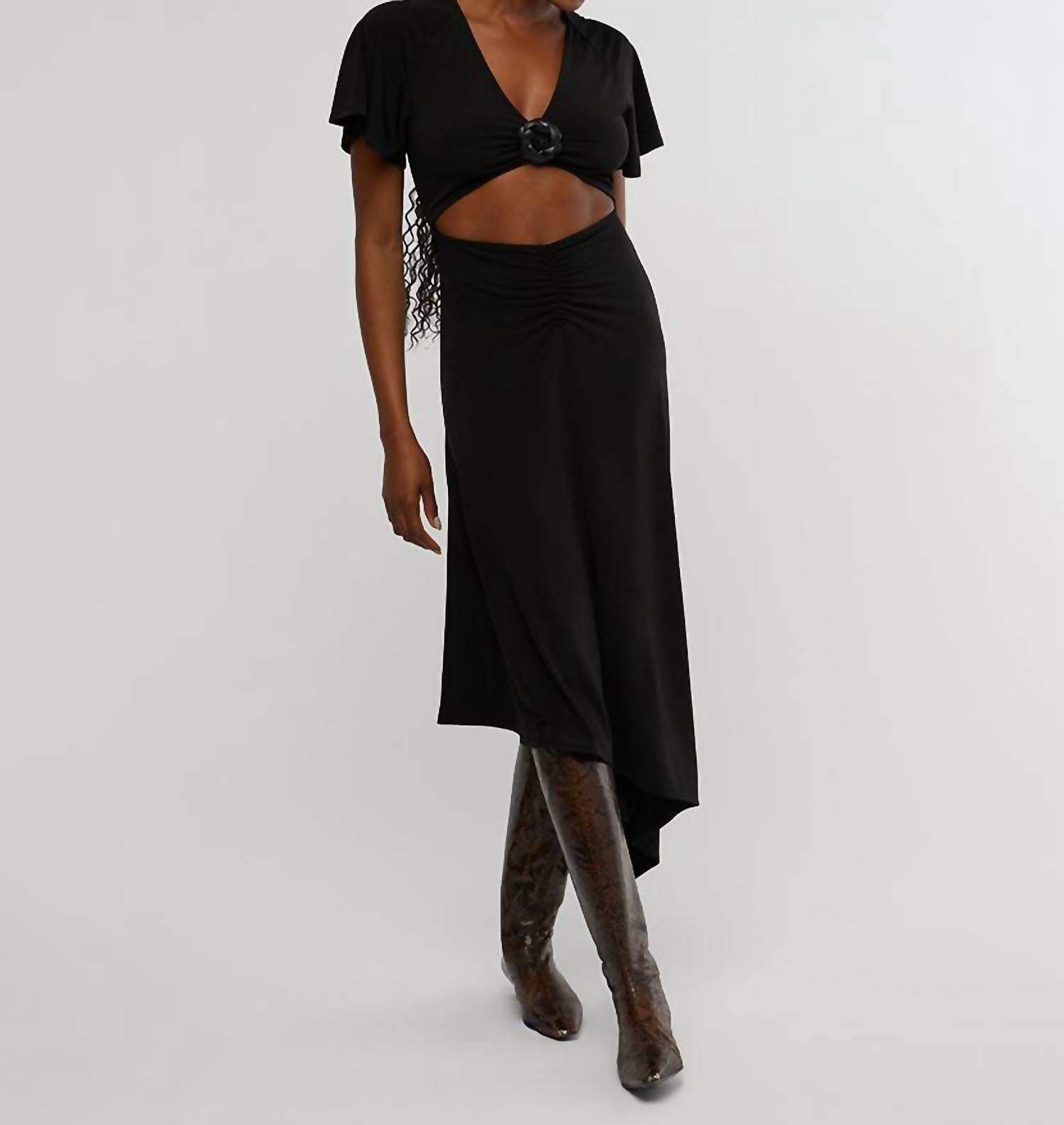 We Wore What - Cut Out Rosette Asymmetrical Dress