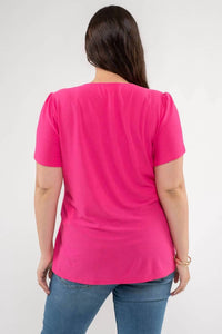 Perch By Blu Pepper - Drape Sleeve Split Neck Top - Plus