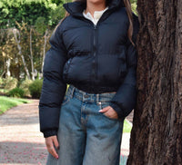 8apart Junior Women's Rowan Puffer Jacket in black - women's jacket - detail view