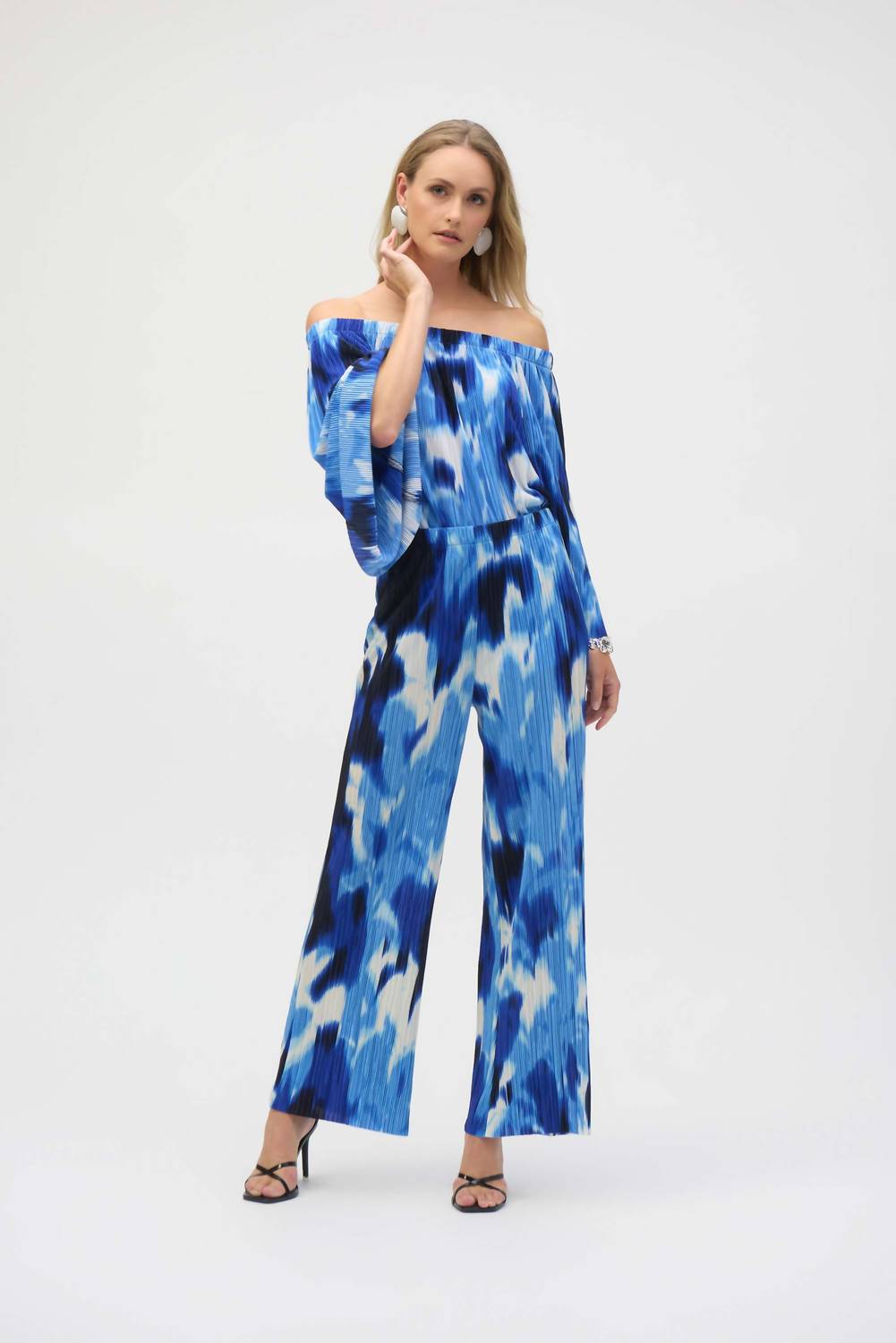 Joseph Ribkoff - Pleated Tropical Print Wide-leg Pants