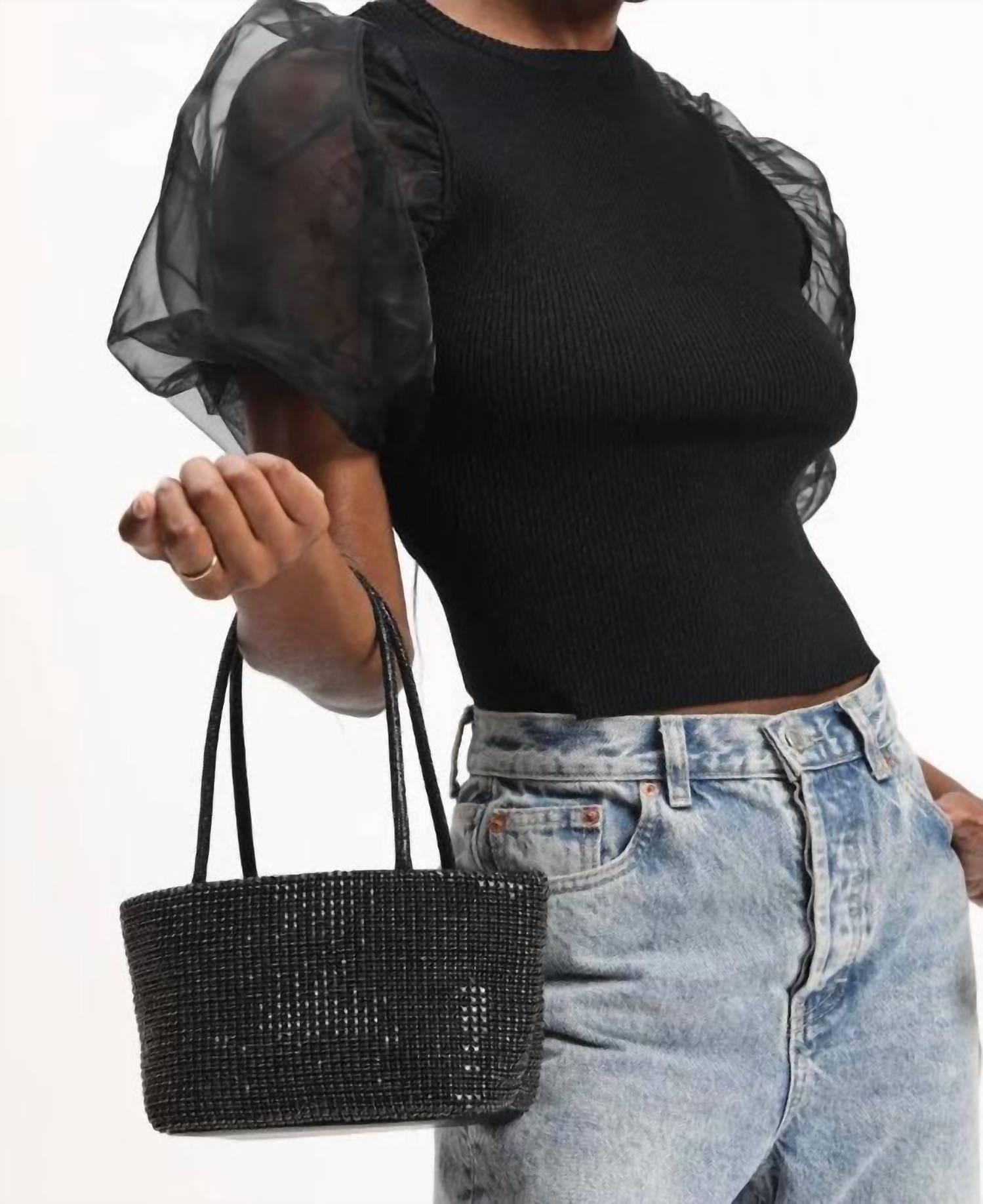 Urban Expressions - Women's Drawstring Rhinestoned Bag