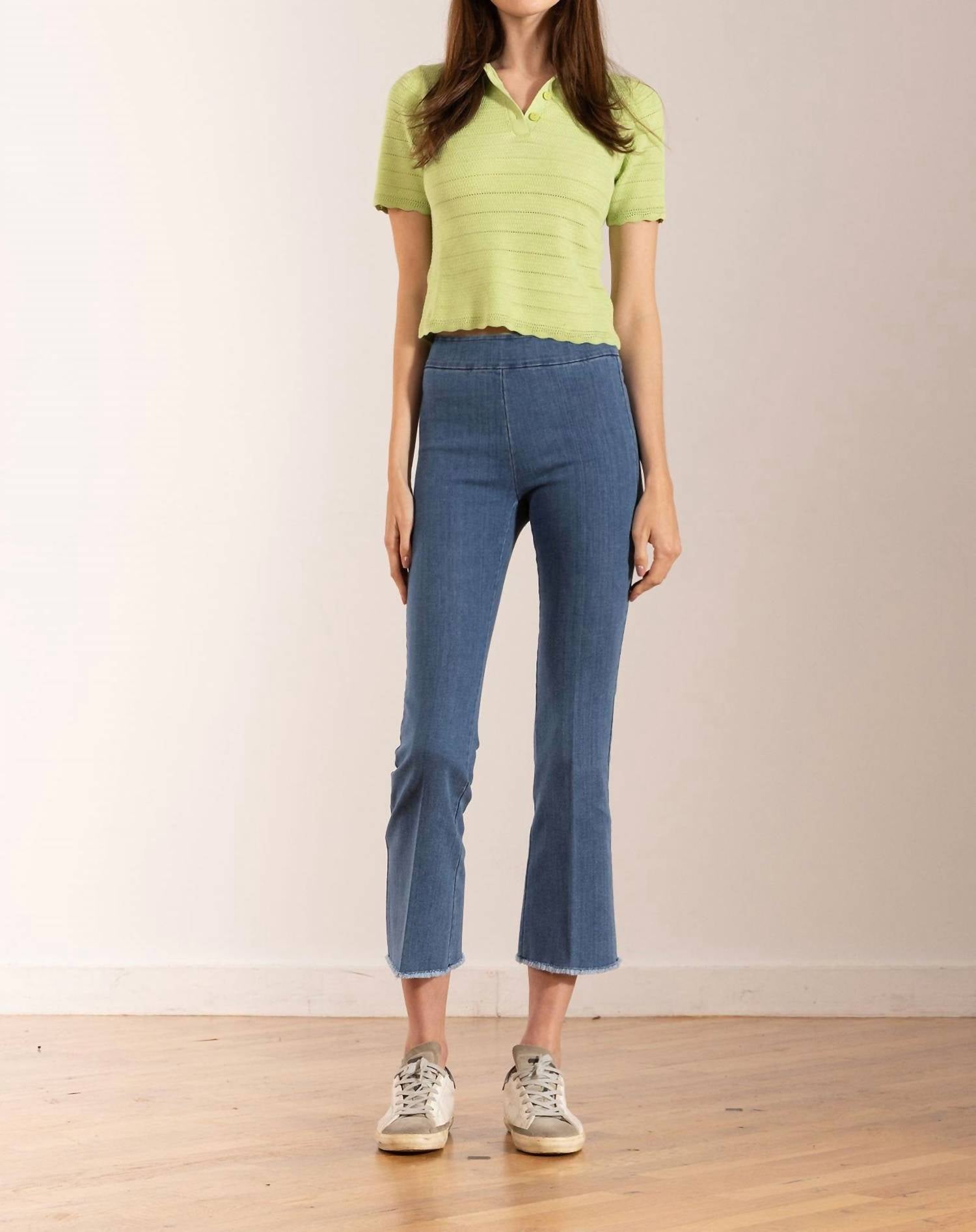 Avenue Montaigne Leo Cropped Flare Cut Jeans in light denim - women's jeans
