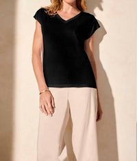 Tribal - Cap Sleeve V-neck Top