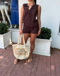 Bobi - Henley Sleeveless Top