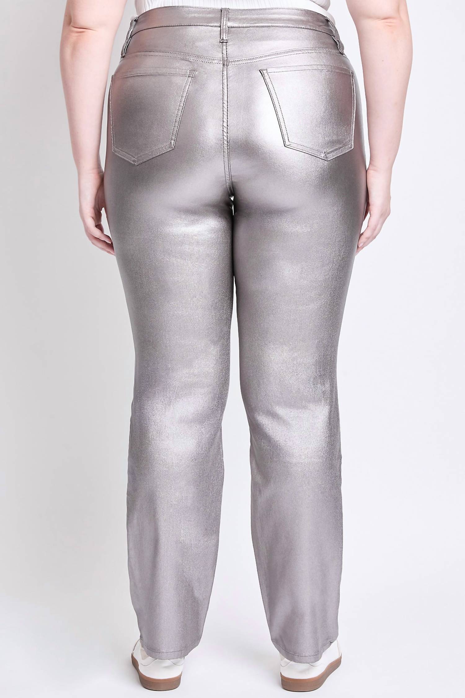 Ymi - Smoke High Rise Straight Leg Metallic Pants