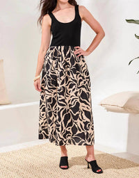 TRIBAL Sleeveless Maxi Dress in black - women's dress - detail view