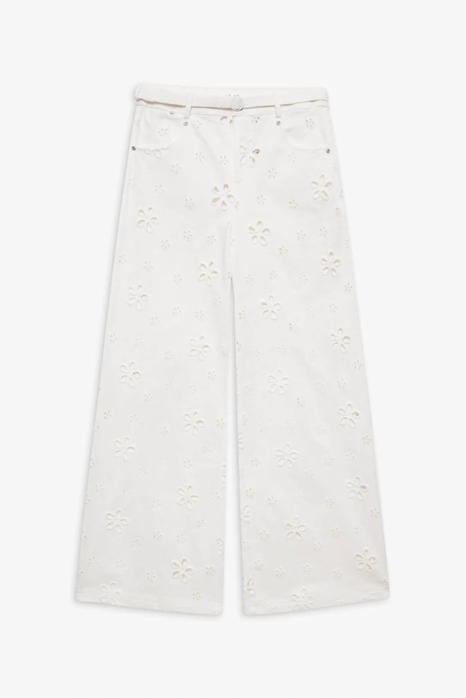 Lil Lemons By For Love And Lemons - Daisy Eyelet Baggy Jeans