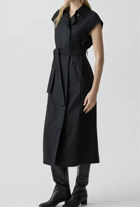 Theory - CRISP COLLAR DOUBLE BREASTED BELT DRESS