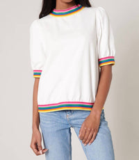 Sugarlips - Vivid Dreams Trim French Terry Knit Short Sleeve Top