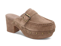 CHOCOLAT BLU Women's Genni Platform Mule in toffee suede - women's shoe - detail view