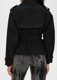 GOOD AMERICAN Cropped Trench Jacket in black - women's jacket - detail view