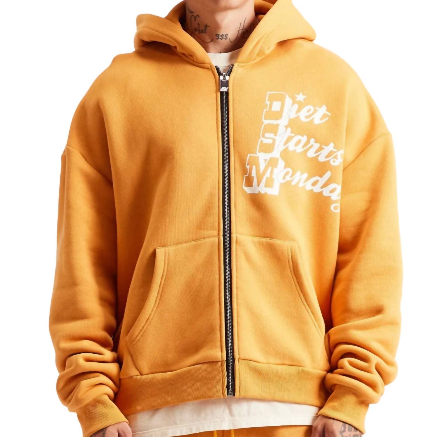 Diet Starts Monday Star Full Zip Sweatshirt in yellow - men's shirt