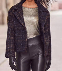 Frank Lyman - Nolana Plaid Collared Long Sleeve Jacket