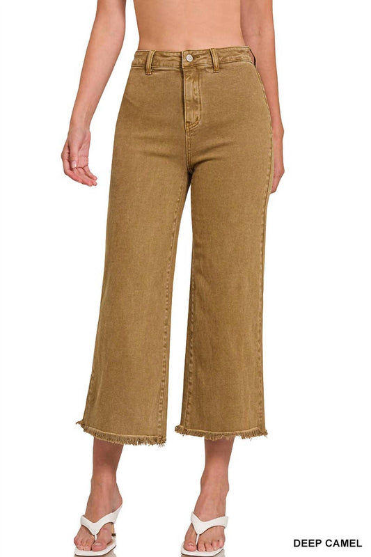 42Pops - Frayed Cutoff Hem Straight Wide Pants