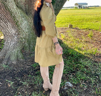 Baevely by Wellmade Daisy Long Sleeve Dress in olive - women's dress - alternate view