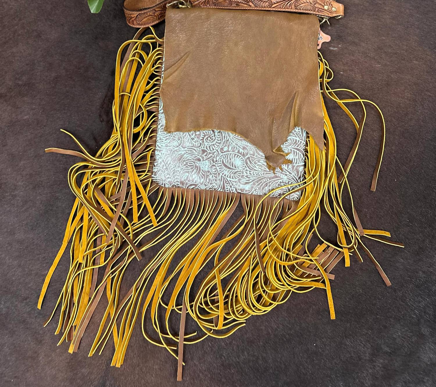 American Darling - Women's All Leather Tooled Fringe Purse Bag