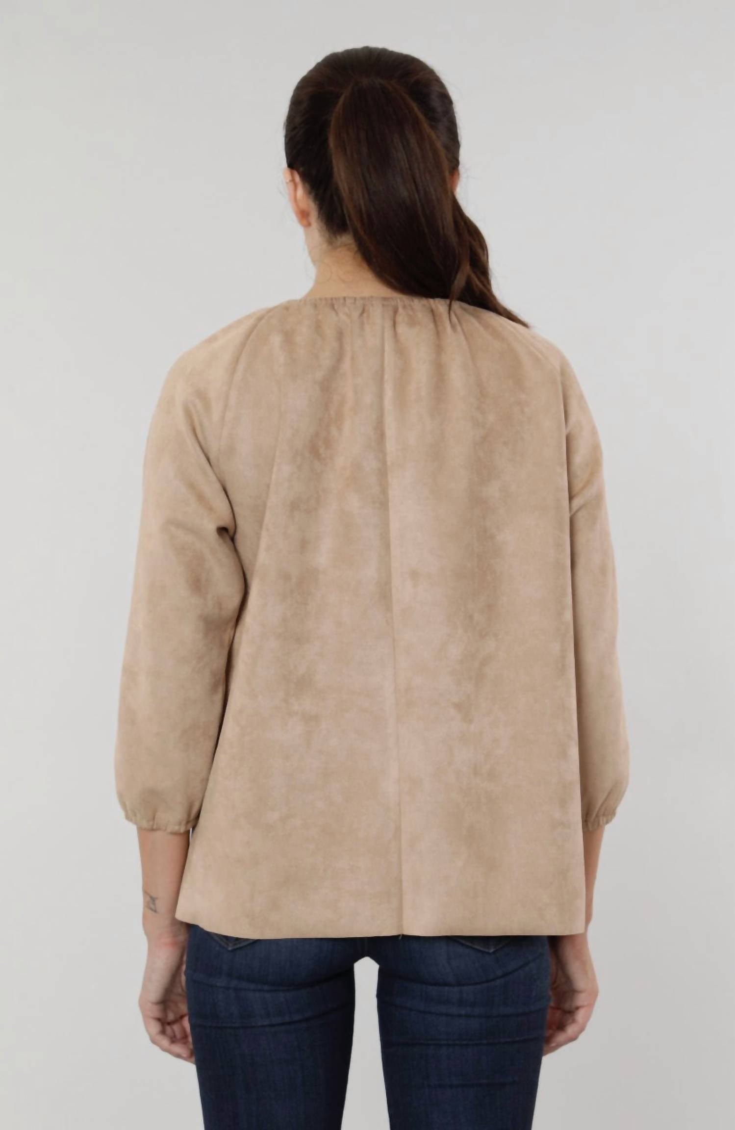 Dolce Cabo - Faux Suede Peasant Top