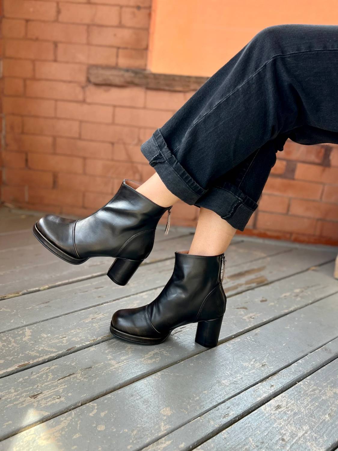 All Black - Women's Distressed Lady Ankle Boots