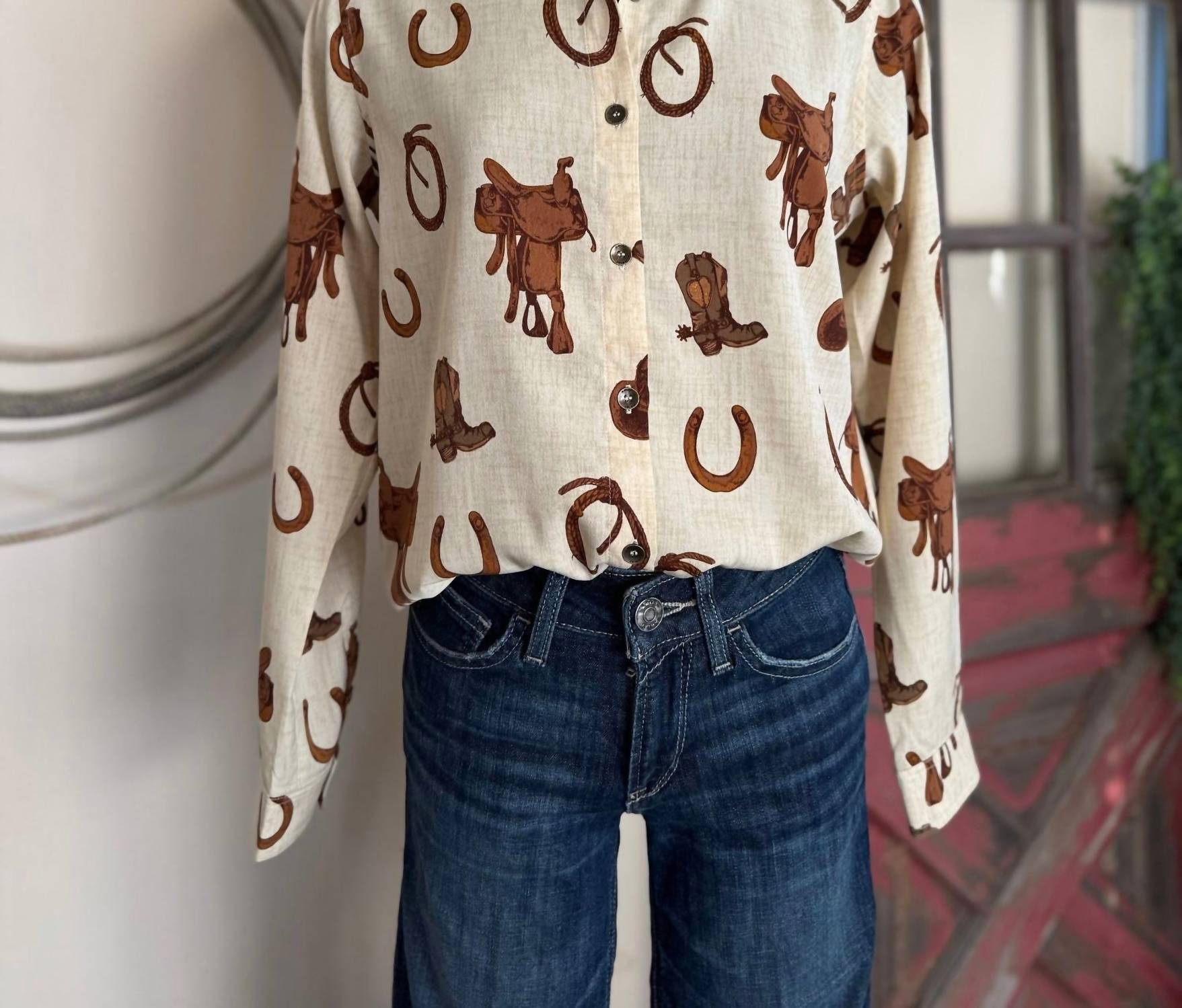 ARIAT Homestyle Button Up Shirt in rodeo spur print - women's shirt - view 5