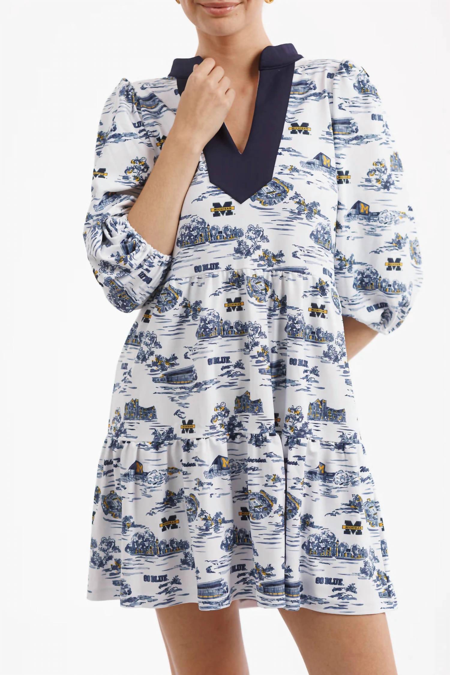 SMITH & QUINN Tory Mini Dress in michigan gameday toile - women's dress - view 6