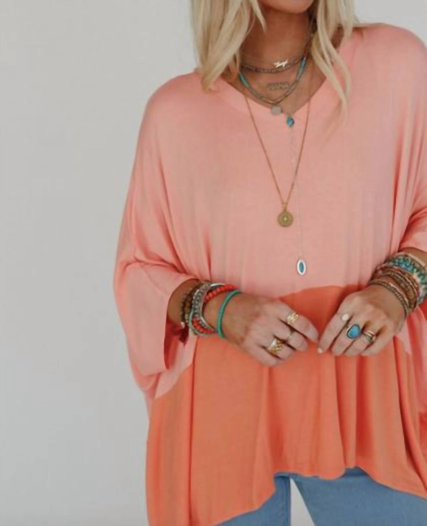 Three Bird Nest - Coffee Sunsets V-neck Top