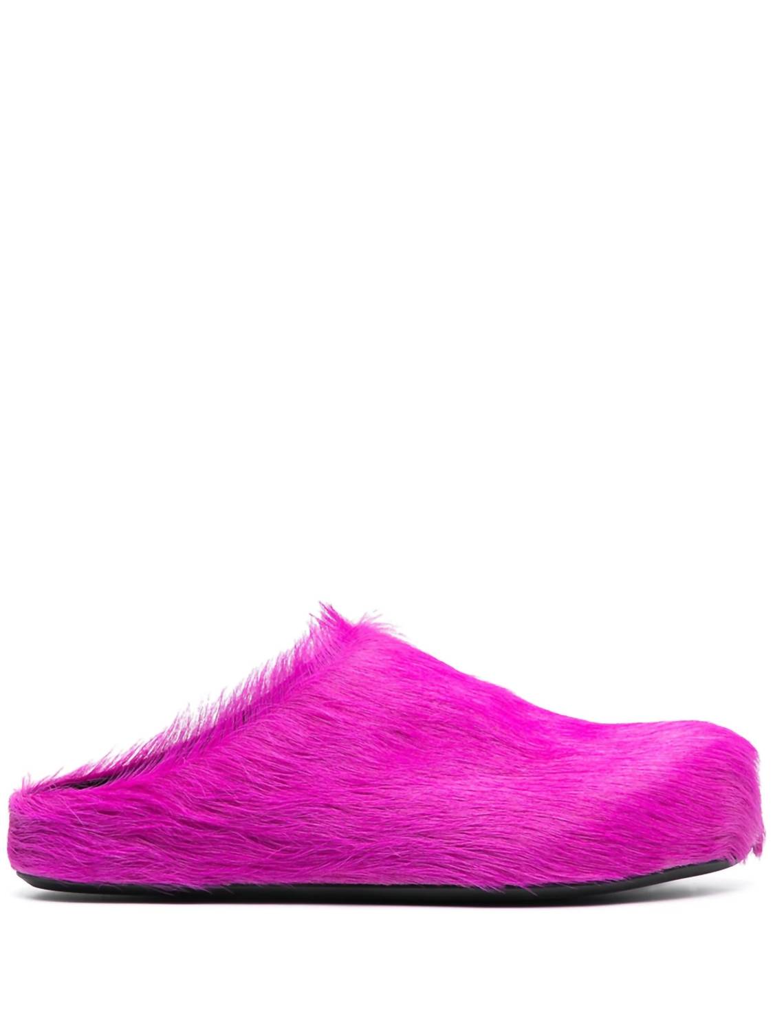 MARNI Women's Fussbet Sabot Calf-hair Mules in pink - women's shoe