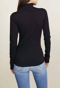 Velvet by Graham & Spencer Long Sleeve Turtle Neck Top in black - women's long sleeve top - detail view