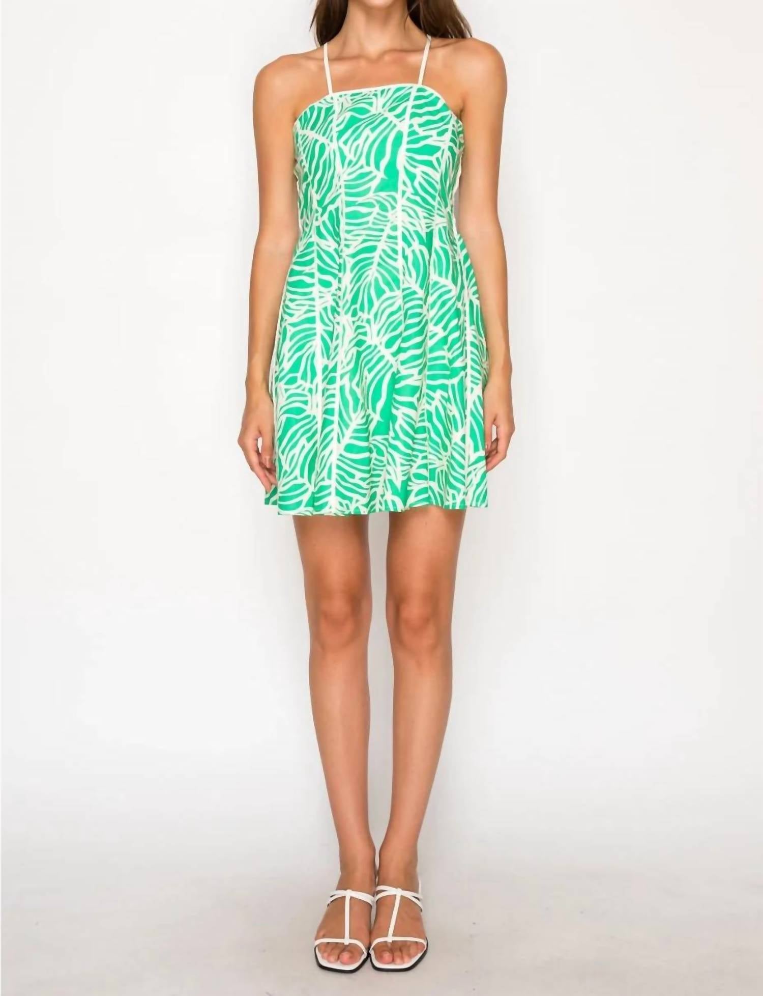 Meet Me In Santorini - Verde Palms Mini Dress