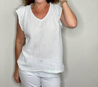 Dylan - Gauze Ruffle V-Neck Top
