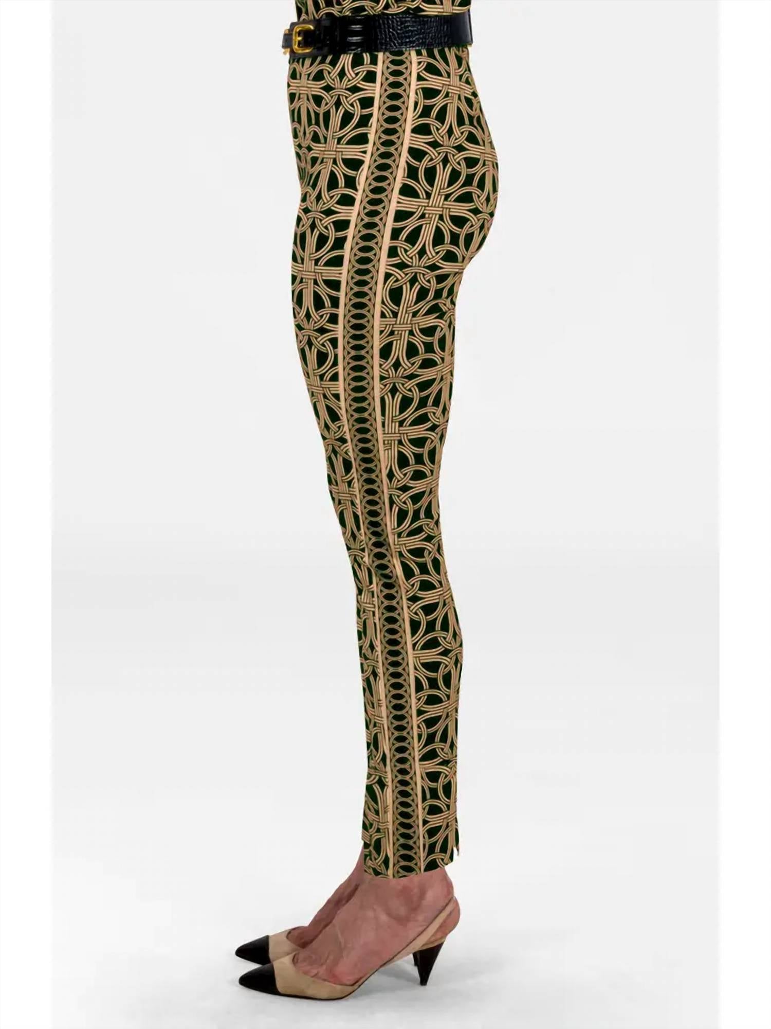 GRETCHEN SCOTT Ring Toss Gripeless Pull On Pant in black tan - women's pants - detail view