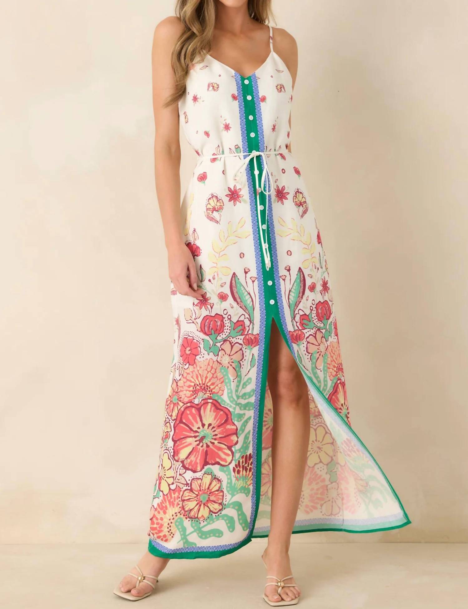 Skies Are Blue - Garden Party Border Maxi Dress