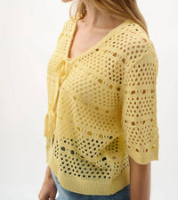 Joseph Ribkoff - Open Knit Short Sleeves Cardigan