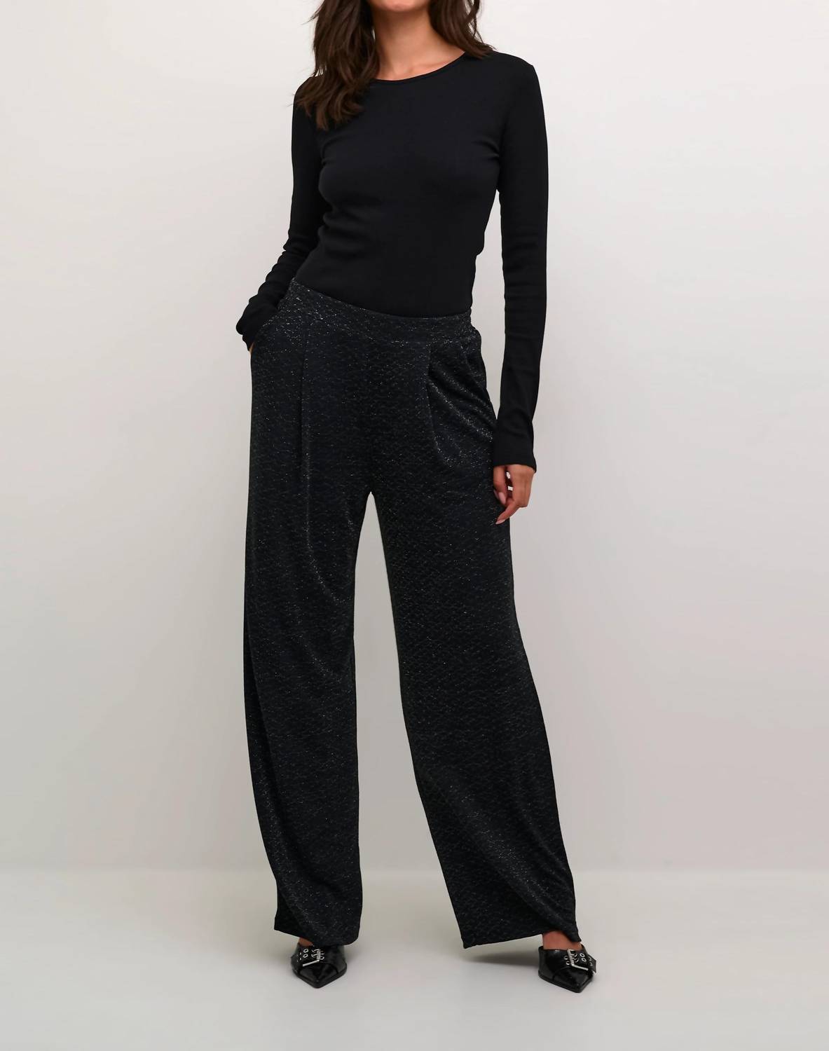 Kaffe - Kaellie Glitter Jersey Wide Leg Trousers
