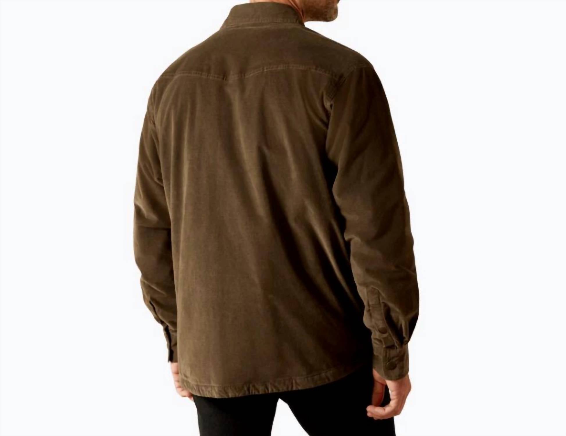 ARIAT Retro Shirt Jacket in dark green - men's jacket - detail view