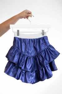 Little Olin - Girl's Vegan Leather Ruffle Skirt