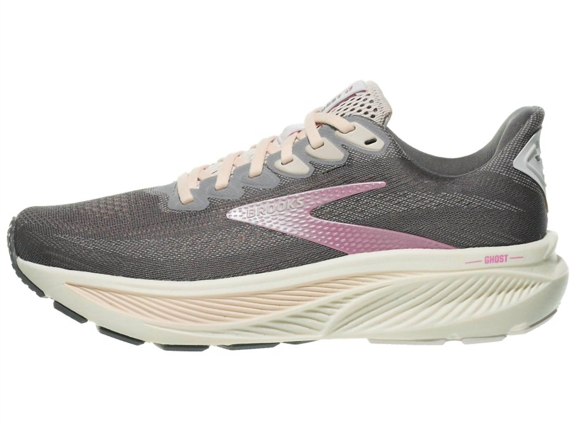 BROOKS Women's Ghost 17 Sneaker in poppy seed pink bluewash - women's sneaker