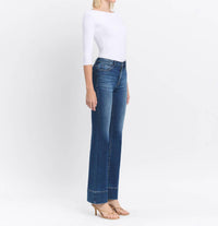 VERVET BY FLYING MONKEY Snowdrop High Rise Trouser Hem Bootcut Jeans in medium wash - women's jeans - view 8