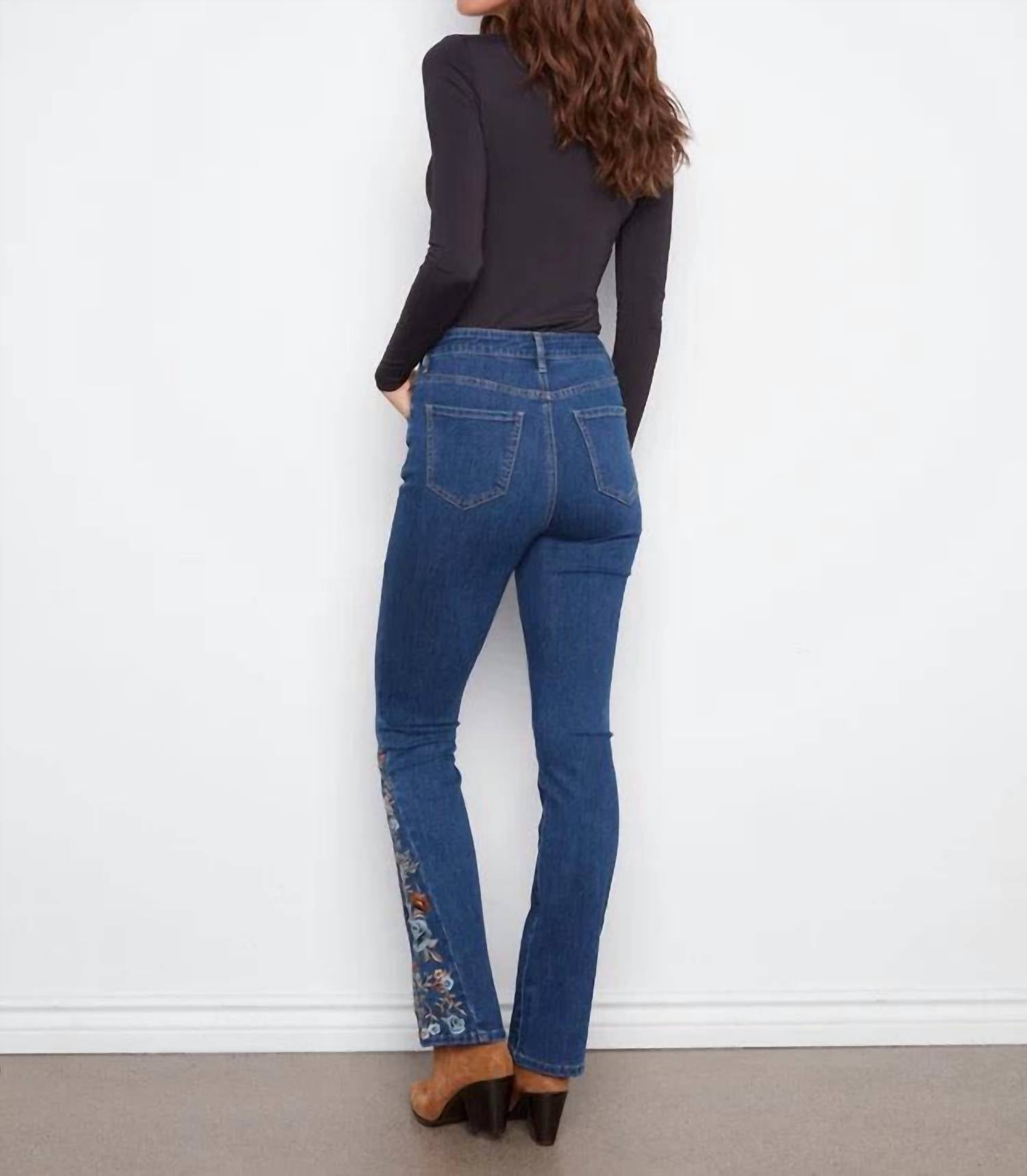 Charlie B - Floral Embroidery Bootcut Jean