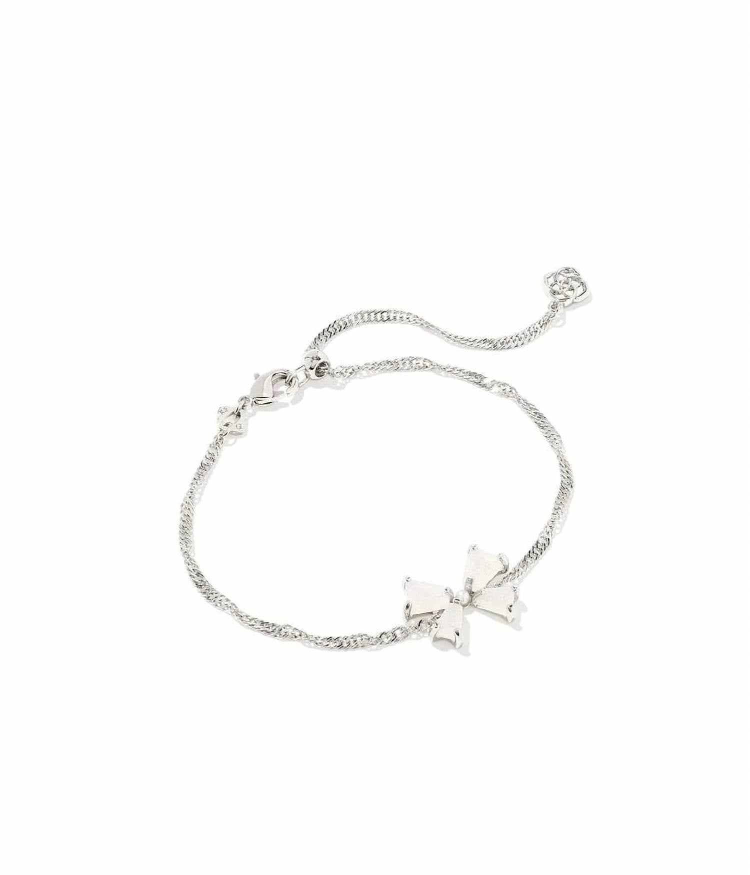 Kendra Scott Women's Blair Bow Small Chain Rhodium Bracelet in iridescent drusy - women's jewelry