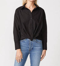Stateside - Poplin Long Sleeve Front Twist Shirt